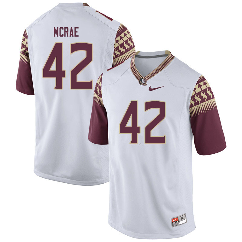 Men #42 Jaleel Mcrae Florida State Seminoles College Football Jerseys Sale-White